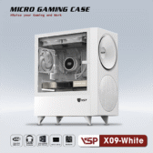 Case X09 (mATX) Trắng Nắp hông kính cửa mở